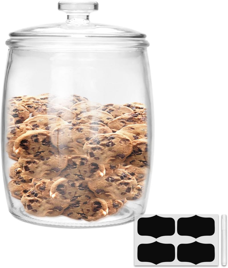 Maredash 1 Gallon glass jars, Cookie Jar & Candy Jar with Lid, Large Food Storage Container,glass jar with lid for Buffet, Coffee & Flour, Laundry Room Storage & Pantry - Image 1